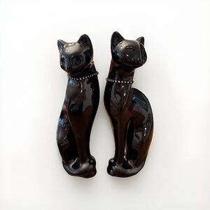 2 MCM Rosenthal Netter Siamese Black Cats Porcelain Figurines 12” Tall
